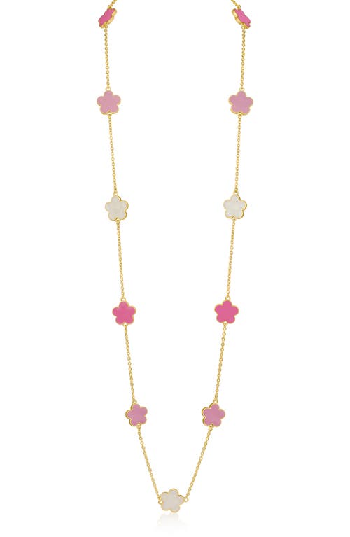 Shop Jardin Enamel Clover Station Necklace In Pink/gold