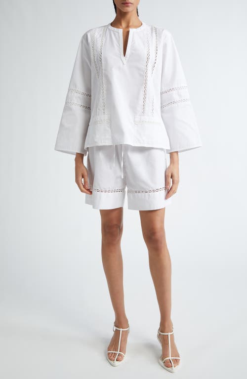 Shop Bite Studios Repose Crochet Trim Organic Cotton Shorts In White