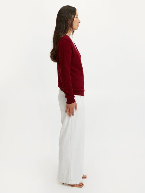 Shop Gobi Cashmere V-neck Cardigan In Bordeaux