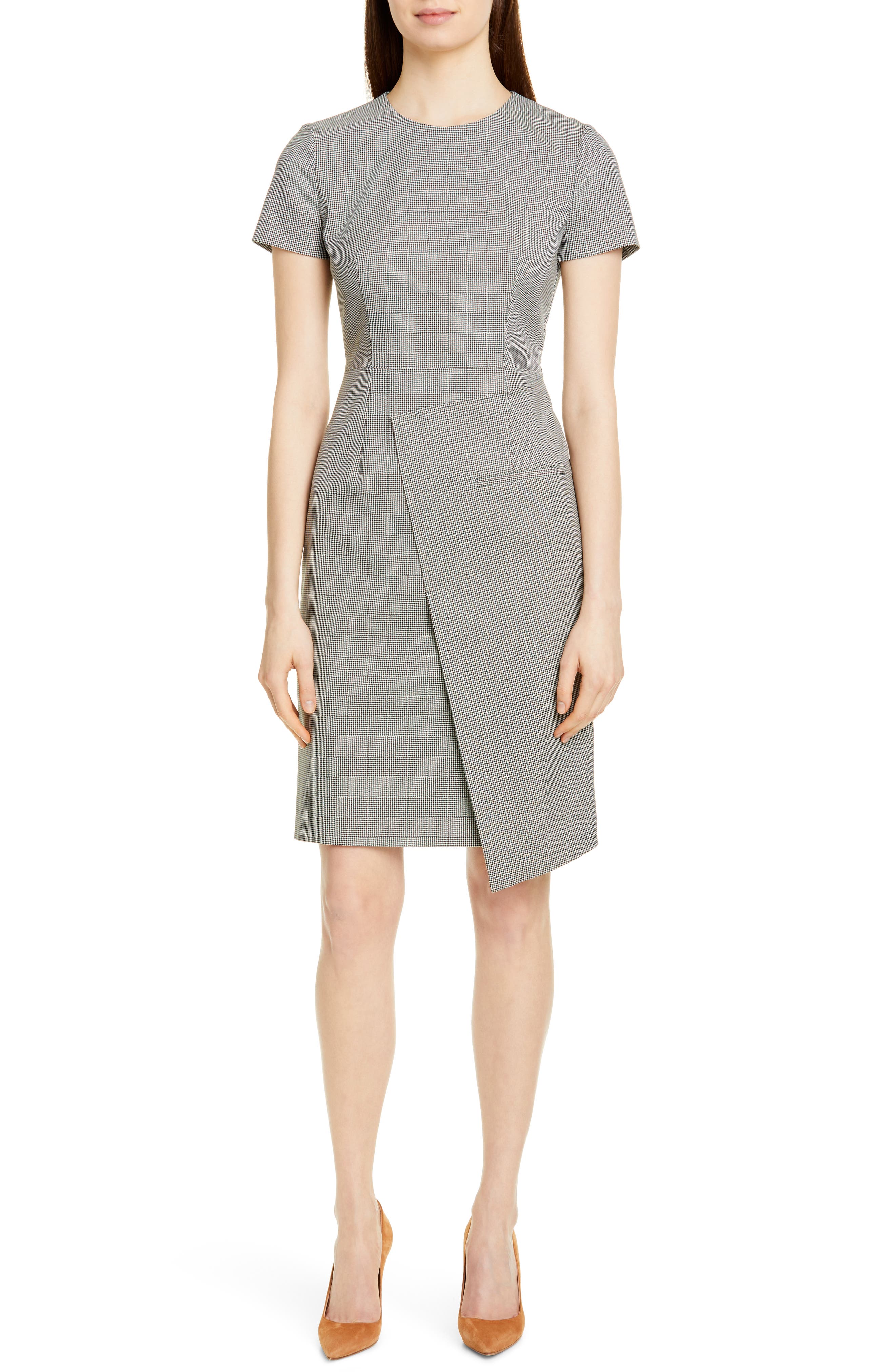 Petite Boss Dureta Mini Houndstooth Sheath Dress, P - Green