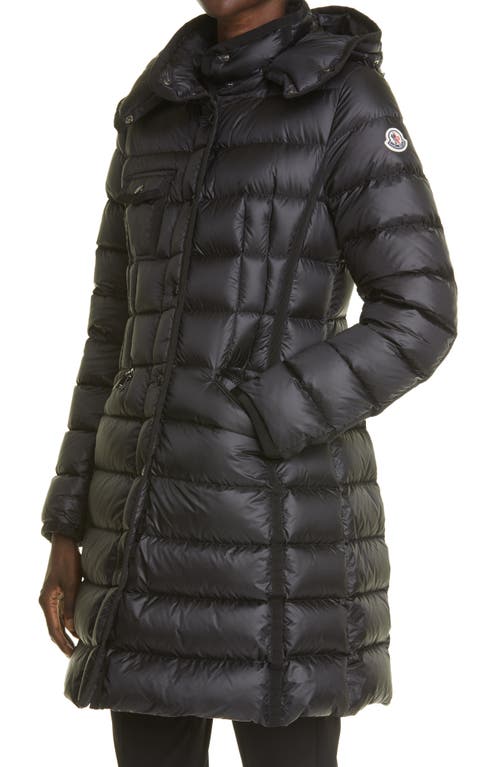 Shop Moncler Hermine Grosgrain Trim Quilted Down Puffer Coat In Black/black