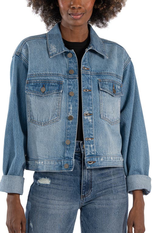 Shop Kut From The Kloth Dolly Crop Denim Jacket In Grateful