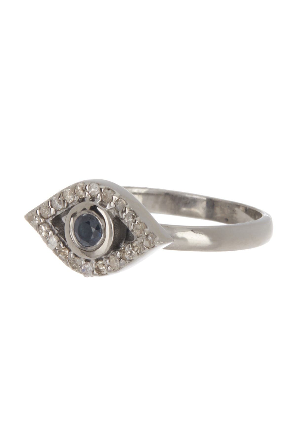 Adornia Fine Evil Eye Diamond & Blue Sapphire Ring