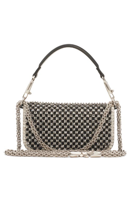 Shop Valentino Garavani Small Locò Crystal & Bead Embellished Polka Dots Shoulder Bag In Yeu Crystal-jet/nero/crystal