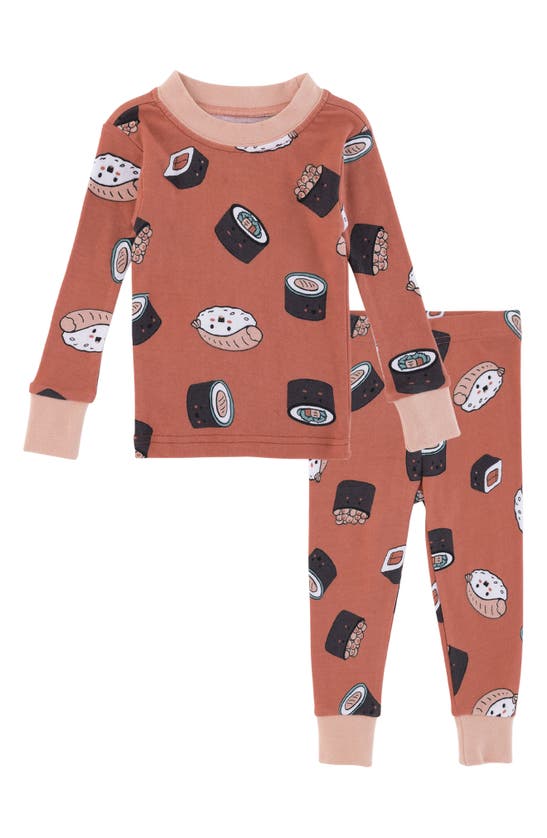Firsts By Petit Lem Babies' Sushi 2-piece Pajama Set In Coral