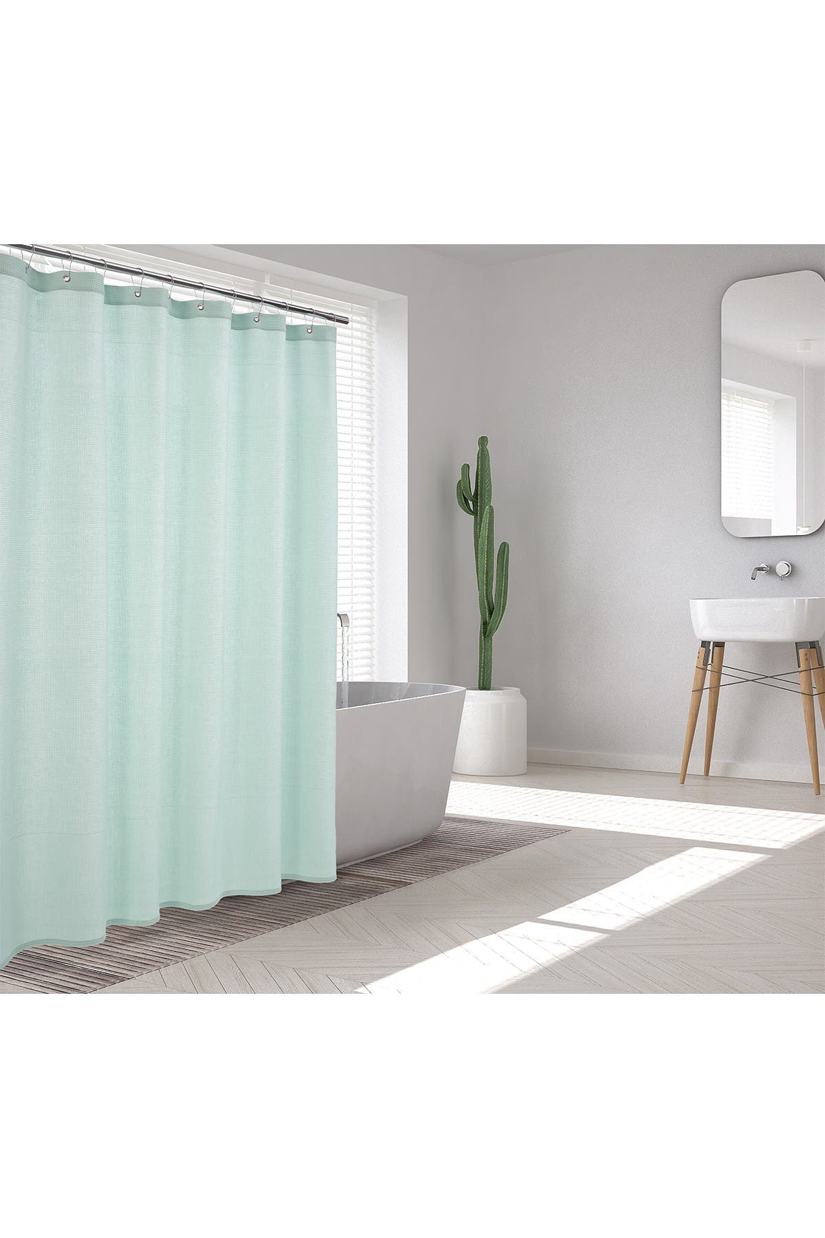 Enchante Home Ria Turkish Cotton Shower Curtain In Turquoise/aqua9