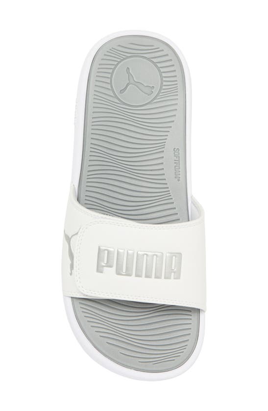 Shop Puma Cool Cat 2.0 Slide Sandal In  White- Silver-gray