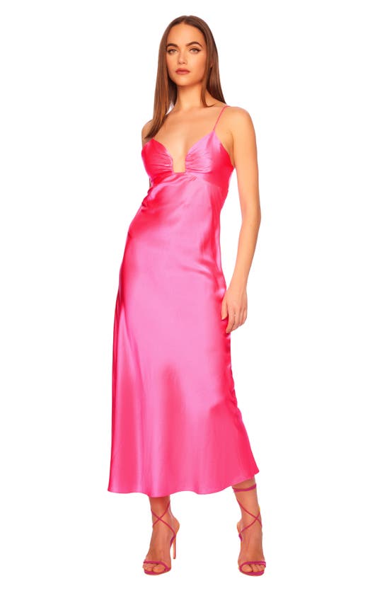 Shop Susana Monaco Square Wire Bias Cut Silk Slipdress In Shocking Pink