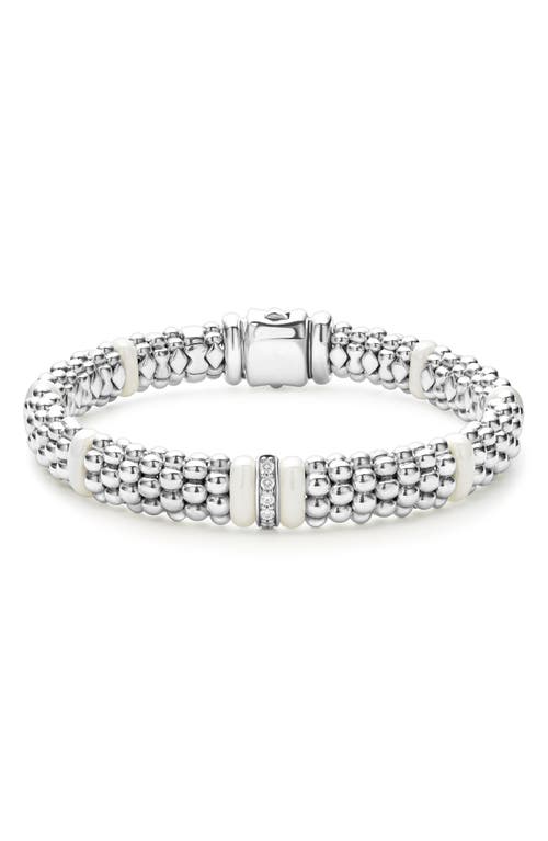 Shop Lagos White Caviar Diamond Station Bracelet In Silver/diamond