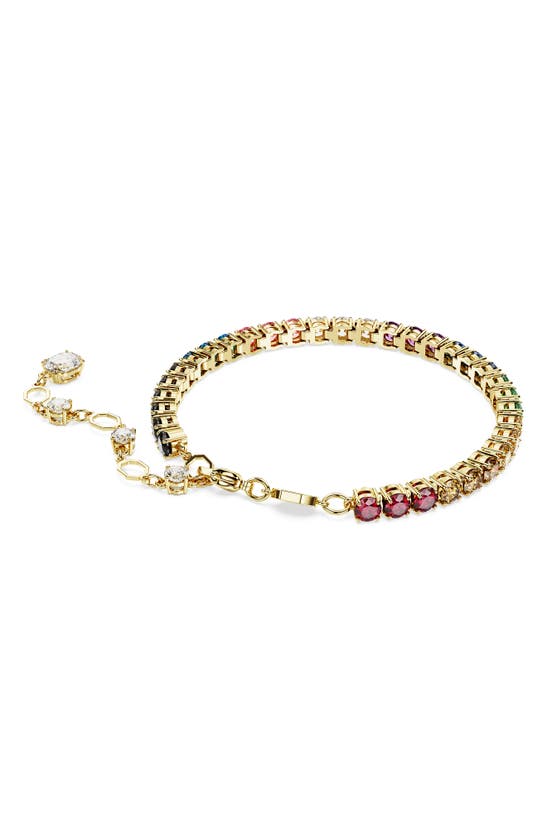 Swarovski Multicolored Round Cut Gold-tone Plated Matrix Bracelet In Multicolored