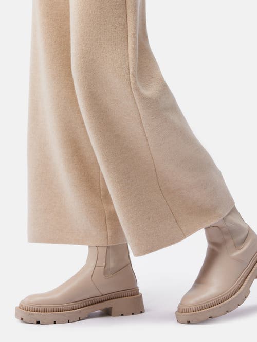 Gobi Mongolian Cashmere Organic Color Cashmere Wide-leg Pants In Beige