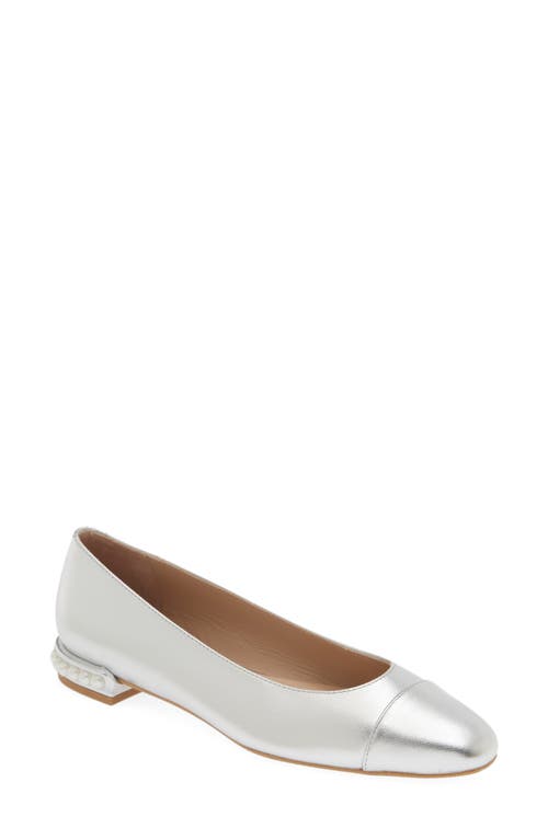 Stuart Weitzman Imitation Pearl Embellished Flat Silver at Nordstrom,