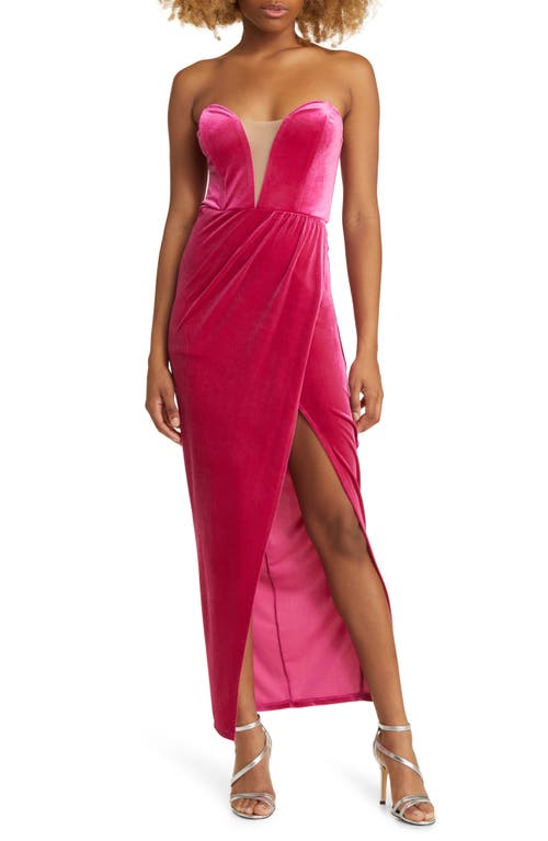 My Dream Come True Velvet Strapless Dress in Pink