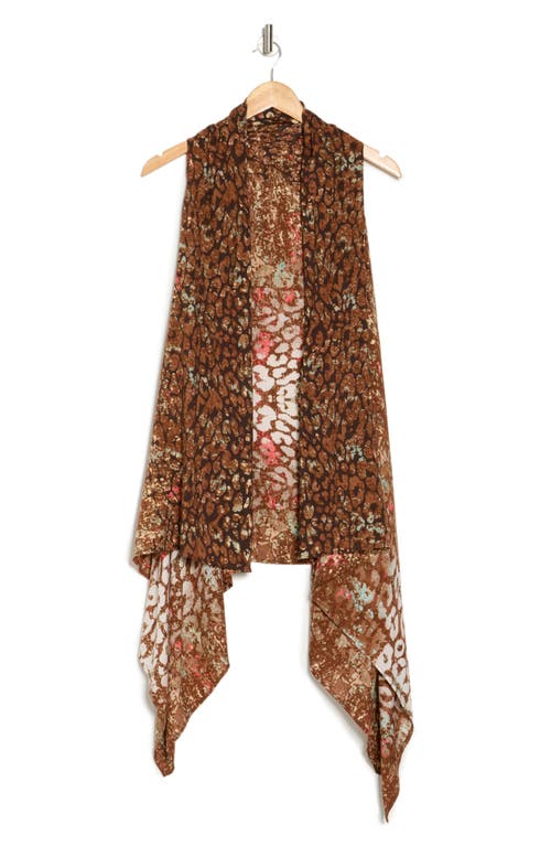 La Fiorentina Cheetah Print Sleeveless Cardigan In Brown Multi