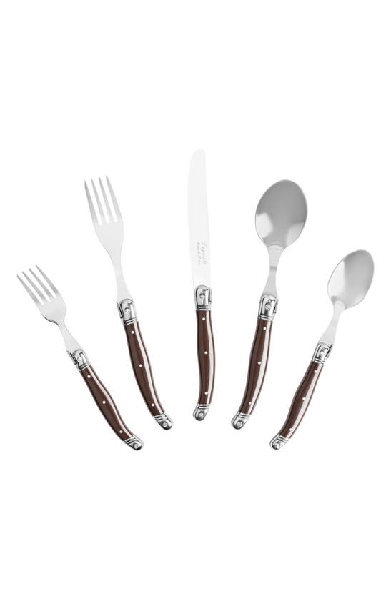 French Home Laguiole 20-piece Flatware Set In Chocolate Brown