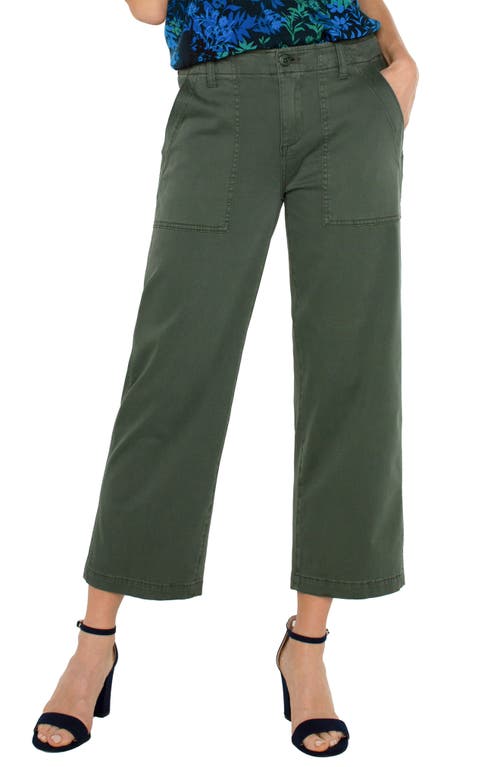 Shop Liverpool Los Angeles Liverpool Crop Wide Leg Twill Cargo Pants In Moss Green