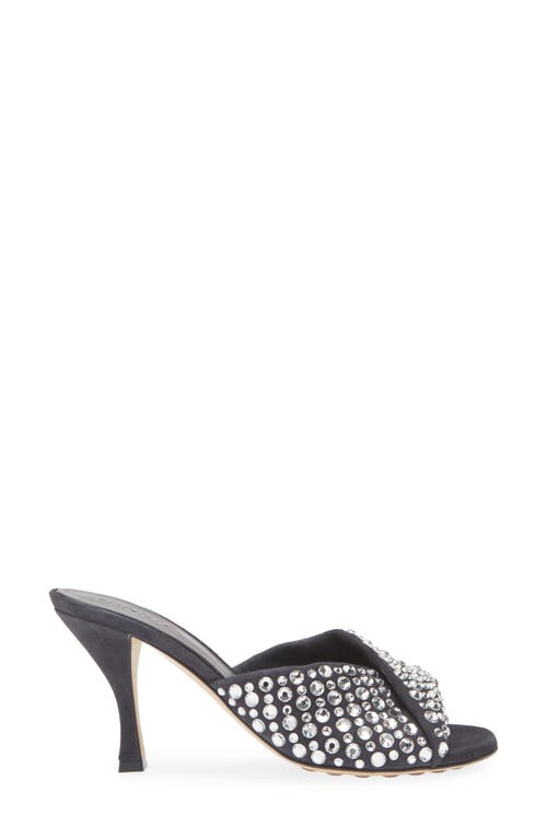 Shop Bottega Veneta Blink Rhinestone Lambskin Suede Sandal In Shadow