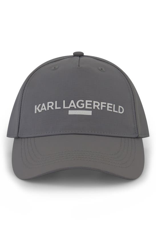 Shop Karl Lagerfeld Logo Ripstop Baseball Cap In Light Grey