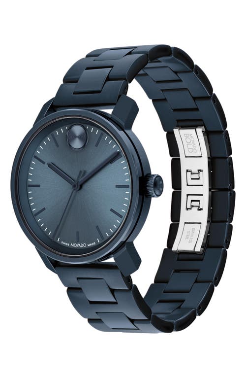 Movado Men's Bold Access Swiss Quartz Ionic Plated Blue Steel Watch 41mm In Blue
