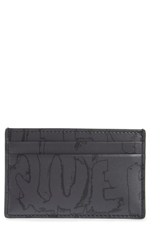 Alexander McQueen Graffiti Leather Card Holder in Black at Nordstrom