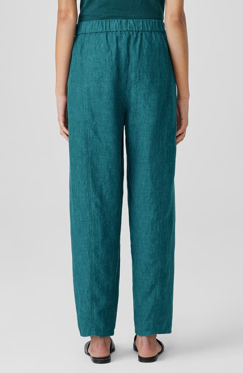 Eileen Fisher Pleated Cropped Organic Linen Lantern Pants In Aegean