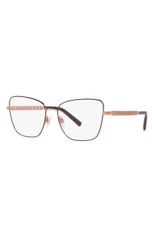 Shop Dolce & Gabbana Dolce&gabbana 57mm Butterfly Optical Glasses In Rose Gold/bordeaux