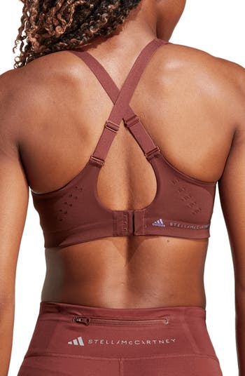 adidas by Stella McCartney True Pace High Support Sports Bra in Bitter  Chocolate & Deep Lilac