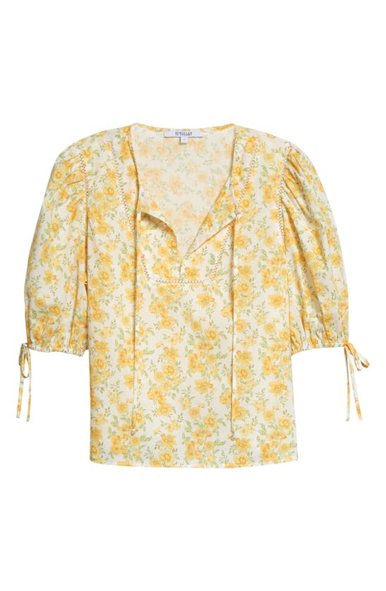 Shop Derek Lam Nora Floral Puff Sleeve Cotton Top In Yellow Multi