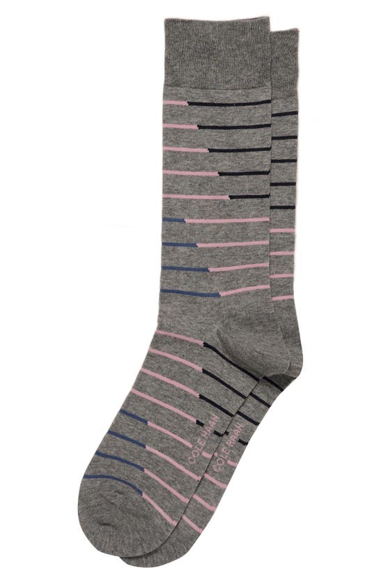 Shop Cole Haan Broken Stripe Dress Socks In Medium Grey Heather