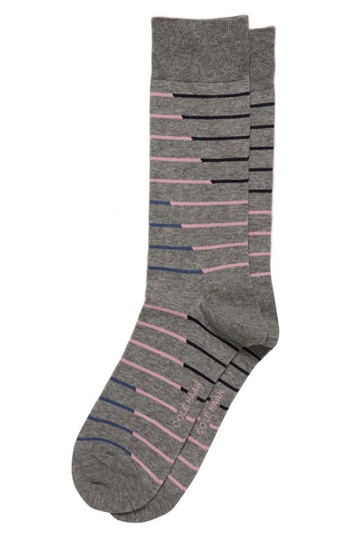 Broken Stripe Dress Socks in Medium Grey Heather