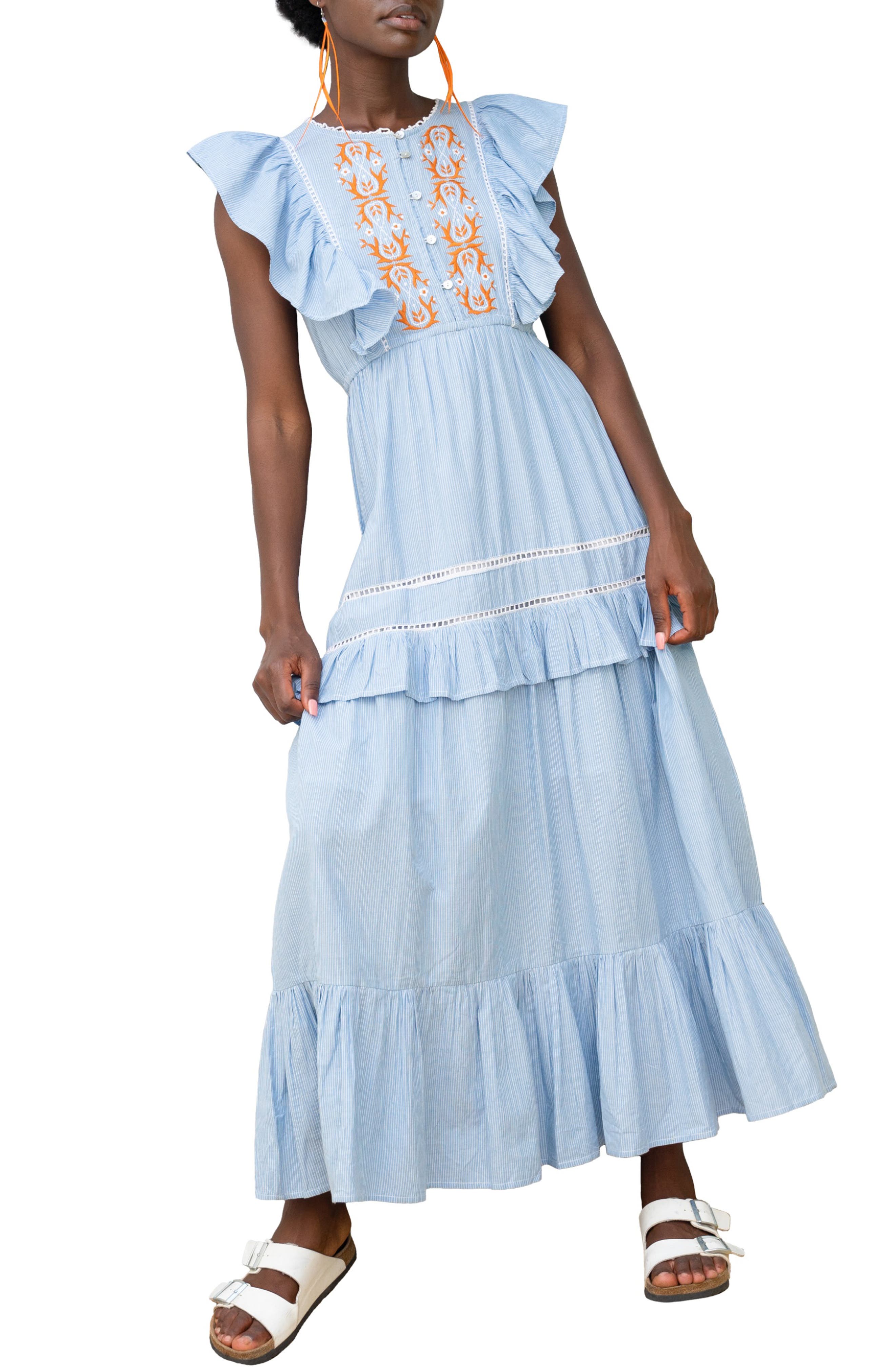 BAROK PARIS Stripe Embroidered Cotton 