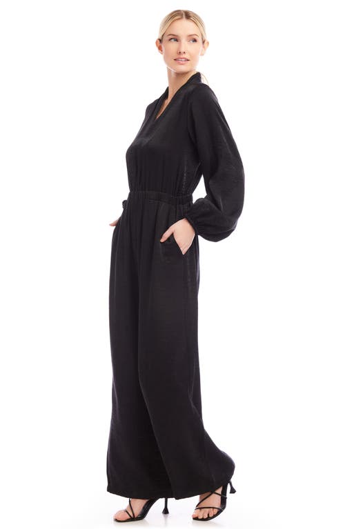Fifteen Twenty Skyler Long Sleeve Wide Leg Jumpsuit In Black