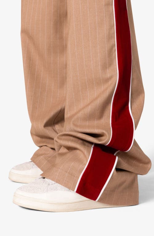 Shop Mnml Pinstripe Velveteen Accent Pants In Tan