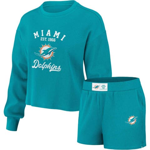 Men's Aqua Miami Dolphins Big Logo Throwback Gradient Shorts