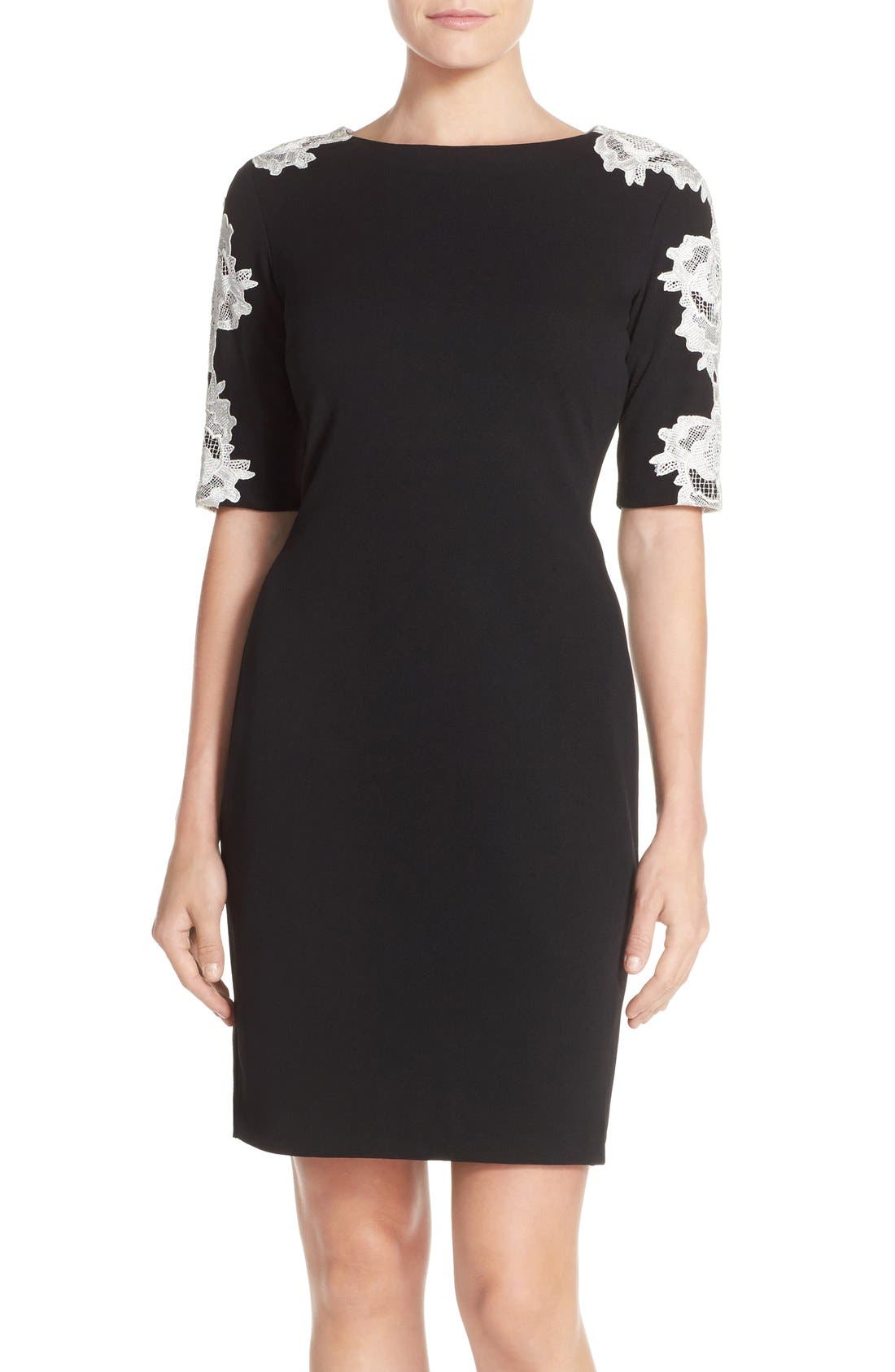 Chetta B Lace Detail Shift Dress | Nordstrom