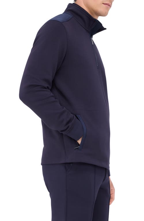 Shop Bugatchi Quarter Zip Performance Pullover In Navy