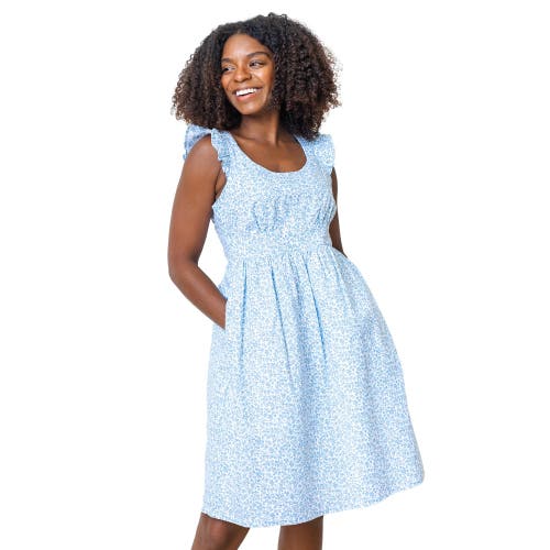 Hope & Henry Women's Flutter Sleeve Empire Dress in Ditsy Blue Cottage Floral at Nordstrom