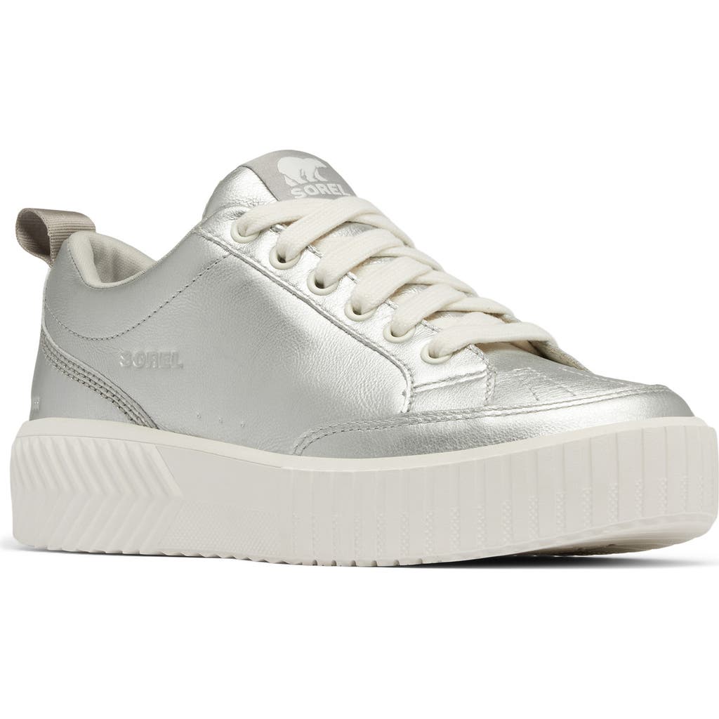 Sorel Ona Ave Waterproof Low Top Sneaker In Pure Silver/ Sea Salt