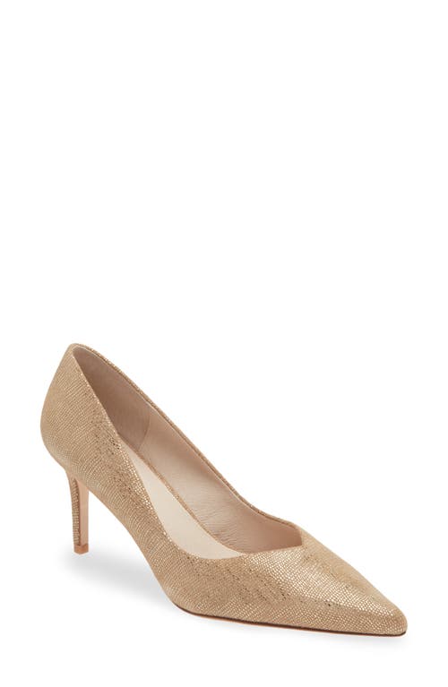 Shop Koko + Palenki Franky Pointed Toe Pump In Gold Twinkle Leather