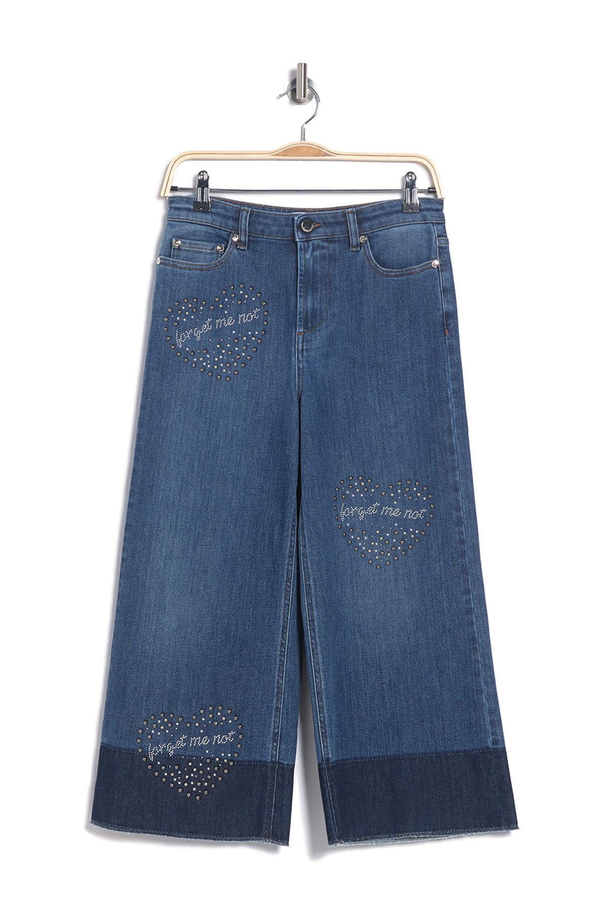 Red Valentino Cropped Studded Flare Leg Jeans In Navy3