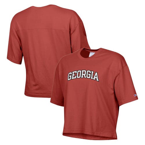 Women's Champion Red Georgia Bulldogs Vintage Wash Boxy Cropped T-Shirt