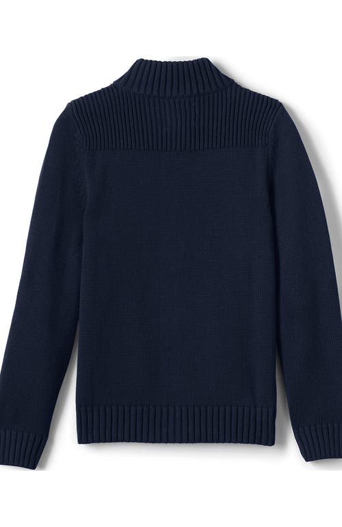 Lands' End School Uniform Boys Cotton Modal Zip Front Cardigan Sweater In Classic Navy