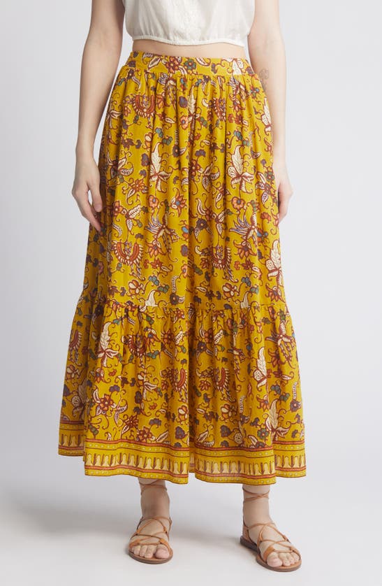 Cleobella Charlene Mixed Print Organic Cotton Voile Maxi Skirt In Evora Print