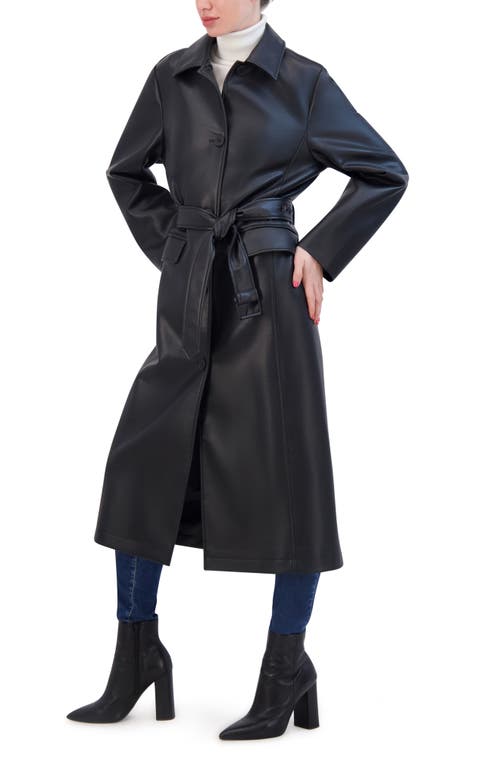 Shop Rebecca Minkoff Belted Faux Leather Trench In Black