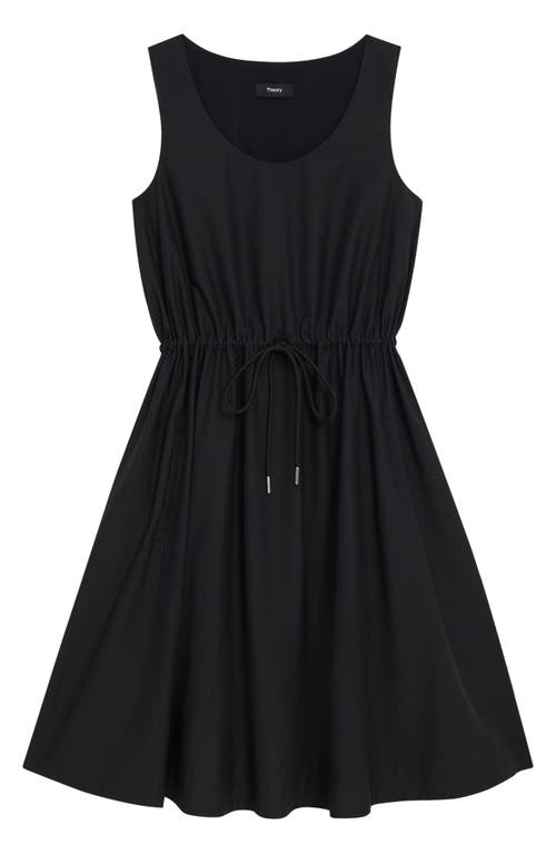 Shop Theory Tie Waist Sleeveless Poplin Dress In Black