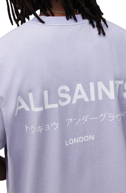 Shop Allsaints Underground Oversize Organic Cotton Graphic T-shirt In Sugared Lilac