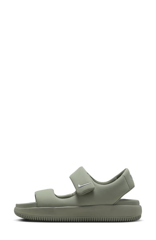 Shop Nike Calm Sandal In Army/metallic Silver