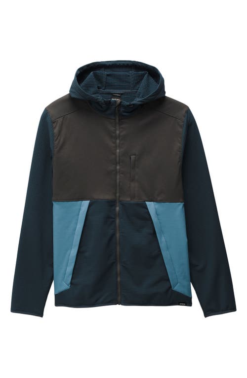 Shop Prana Gridlocked Fleece Overlay Hooded Jacket In Stormy Night