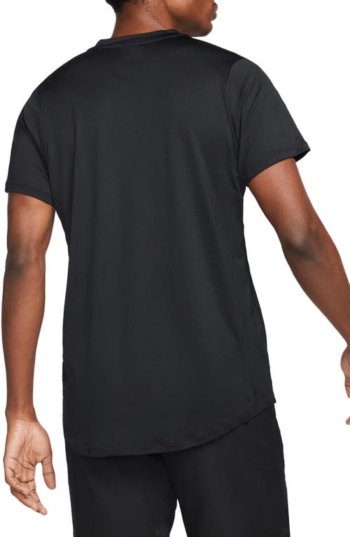 Shop Nike Court Dri-fit Advantage Tennis Half Zip Short Sleeve Top In Black/white