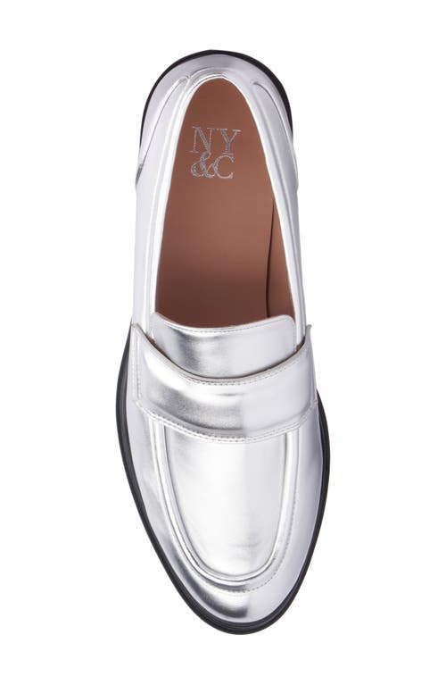 New York And Company Abbey Faux Leather Loafer In Silver Metallic